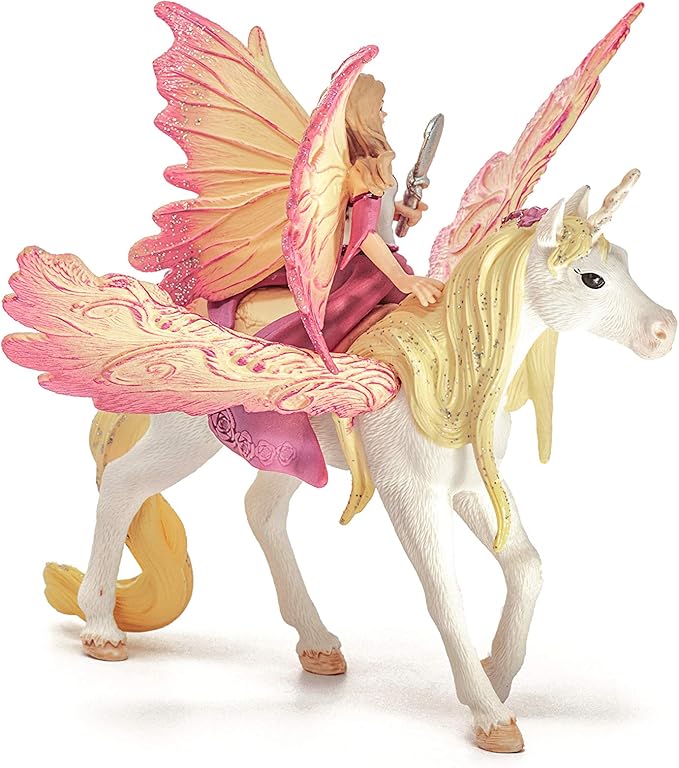 Schleich bayala Fairy Feya and Pegasus Unicorn Figurine Playset - Realistic Enchanting Fantasy Magical Fairy and Unicorn Figurine Imagination Playtime Toy Set for Boys and Girls, Gift for Kids Age 5+ - Figurio