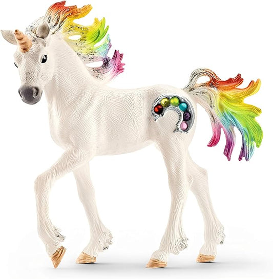 Schleich bayala, Unicorn Toys for Girls and Boys, Rainbow Unicorn Foal with Gems and Multicolor Mane, Ages 5+ - Figurio