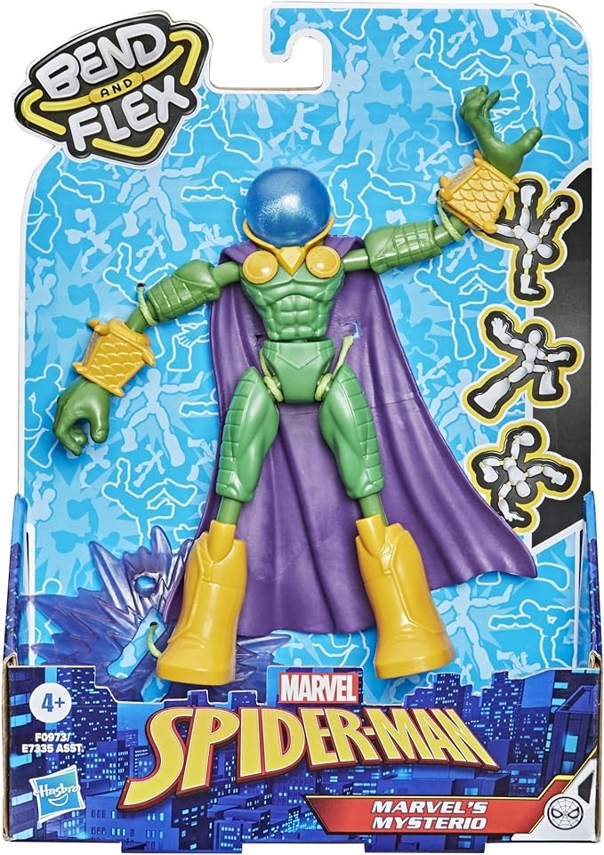 Spider-Man Marvel Bend and Flex Marvel’s Mysterio Action Figure Toy, 6-Inch Flexible Figure, Includes Accessory, for Kids Ages 4 and Up - Figurio