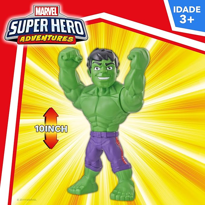 Playskool Heroes Marvel Super Hero Adventures Mega Mighties Hulk Collectible 10" Action Figure, Toys for Kids Ages 3 & Up - Figurio