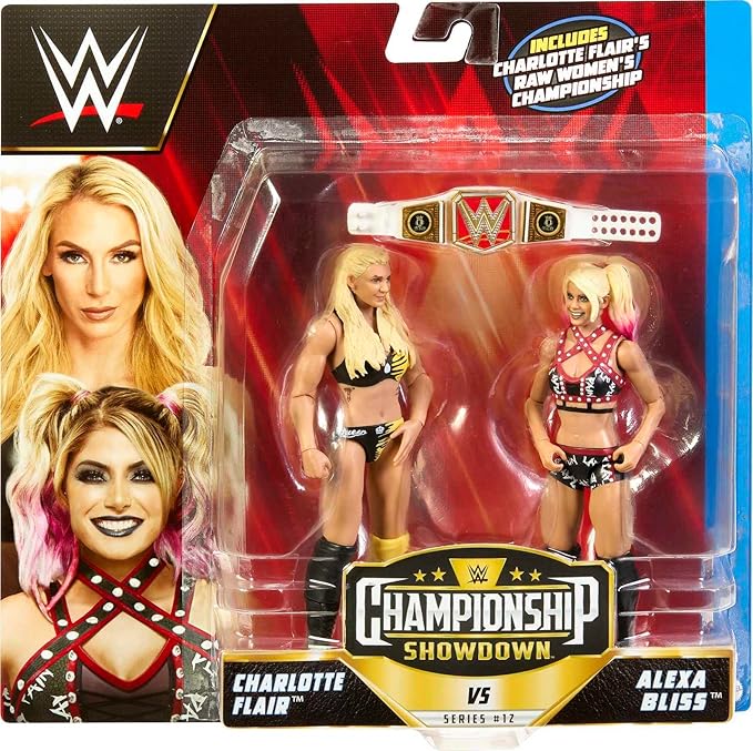 Mattel WWE Charlotte Flair vs Alexa Bliss Championship Showdown Action Figure 2-Pack with RAW Women's Championship, 6-inch - Figurio