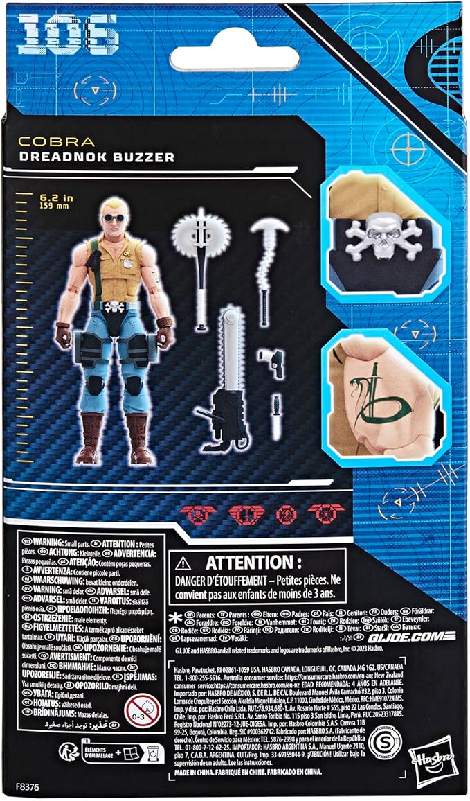 G.I. Joe Classified Series Dreadnok Buzzer, Collectible Action Figure, 106, 6 inch Action Figures for Boys & Girls, with 6 Accessory Pieces - Figurio