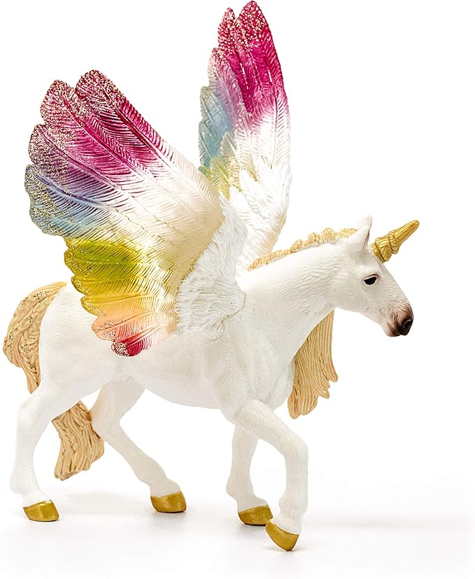 Schleich bayala, Unicorn Toys for Girls and Boys, Winged Rainbow Unicorn with Glitter Wings, Ages 5+, Multicolor, 7 inch - Figurio