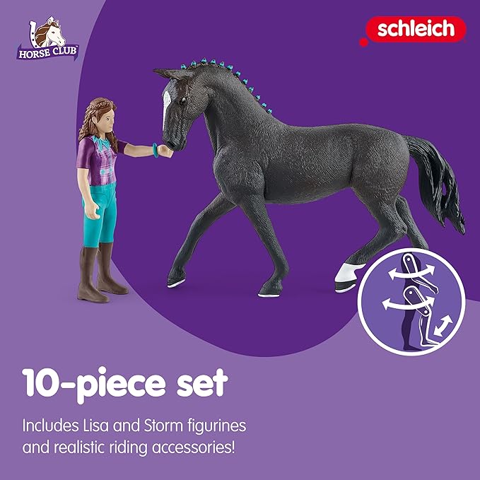 Schleich Horse Club — Lisa & Storm 10 Piece Horse Club Play Set with Rider and Hanoverian Gelding, Horse Gifts for Girls and Boys Ages 5+ - Figurio