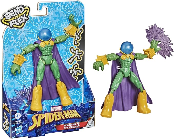 Spider-Man Marvel Bend and Flex Marvel’s Mysterio Action Figure Toy, 6-Inch Flexible Figure, Includes Accessory, for Kids Ages 4 and Up - Figurio