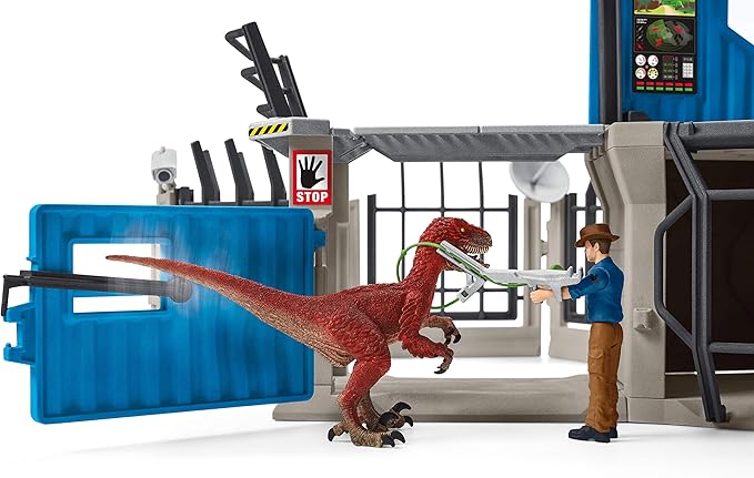 Schleich Dinosaur Toys Science Playset - 33-Piece Set Research Station with Brachiosaurus, Velociraptor, Men Scientist Action Figures, and Dart Cannon, Kids Figurines for Ages 4 and Above - Figurio