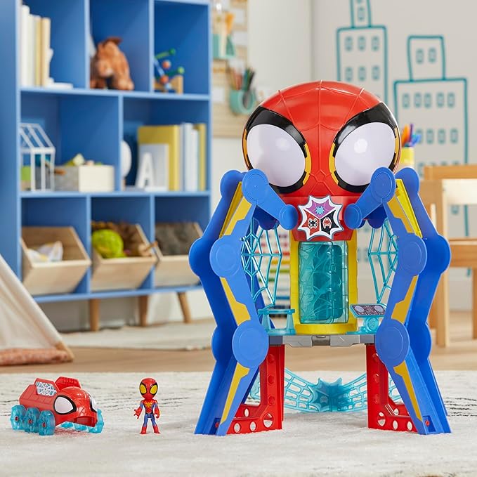 Spidey and His Amazing Friends Web-Spinners Web-Quarters, Kids Playset with Action Figure, Vehicle, and Accessories, Marvel Super Hero Toys, Ages 3 and Up, Large - Figurio