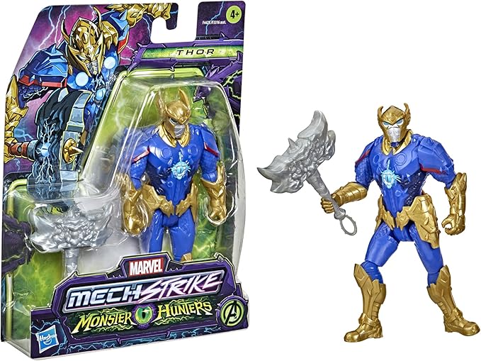 Marvel Avengers Mech Strike Monster Hunters Thor Toy, 6-Inch-Scale Action Figure with Accessory, Toys for Kids Ages 4 and Up - Figurio