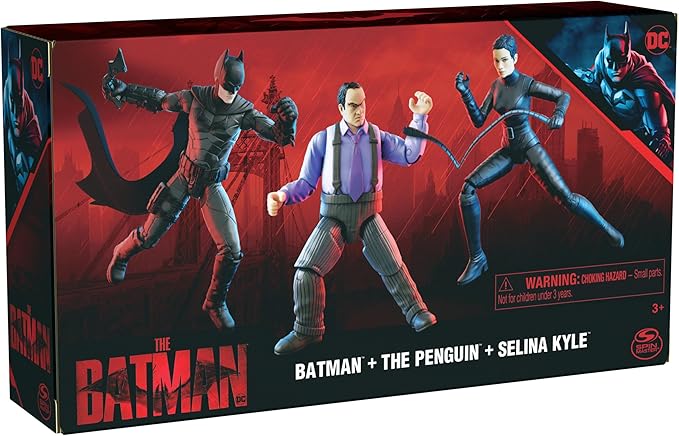 DC Comics, Batman 3-Pack with Exclusive 4” Batman, Selina Kyle, The Penguin Action Figures, 3 Accessories, Batman Movie Kids Toys (Amazon Exclusive) - Figurio