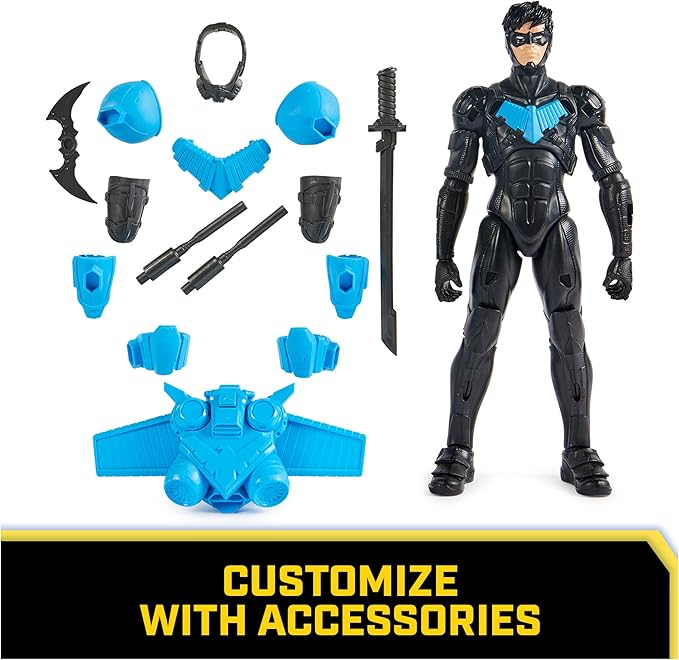 DC Comics, Batman Adventures, Nightwing Action Figure, 15 Armor Accessories, 17 Points of Articulation, 12-inch, Super Hero Kids Toy for Boys & Girls - Figurio