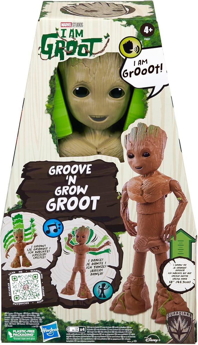 Marvel Studios I Am Groot Groove 'N Grow Groot, 13.5-Inch Interactive Action Figure, Responds to Music and Sounds, Super Hero Toys for Kids 4 and Up - Figurio