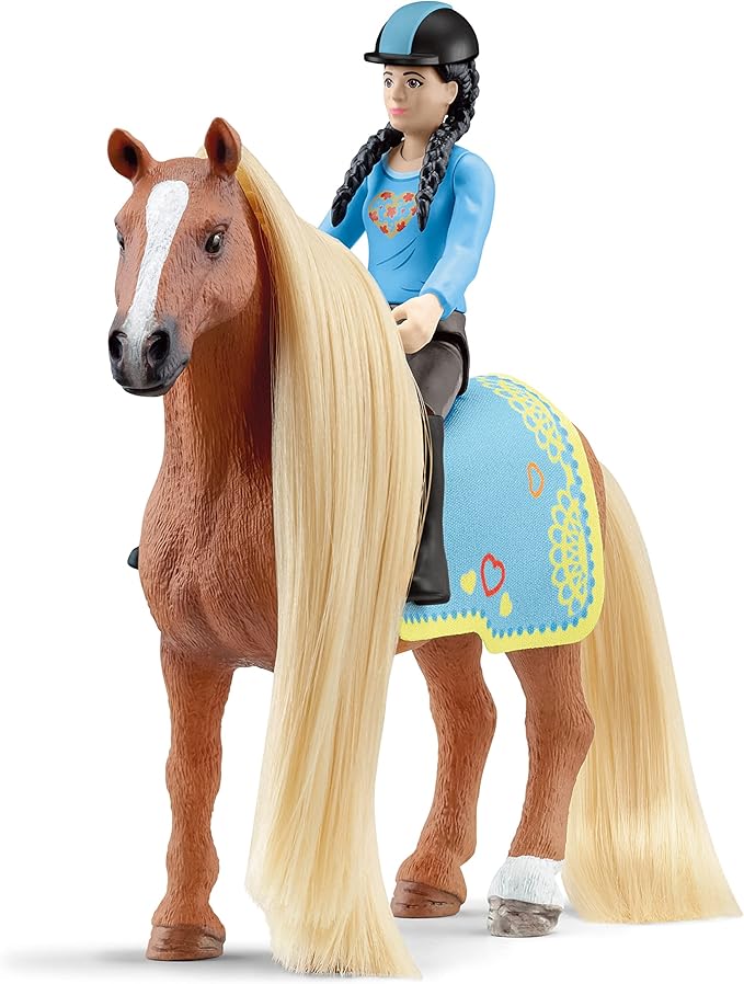 Schleich Horse Club Sofia's Beauties 18-Piece Horse Beauty Set - Horse Rider Kim and Horse Figurine with Brushable Styling Hair Plus Bead and Clip Accessories, Gift for Boys and Girls Ages 5 and up - Figurio