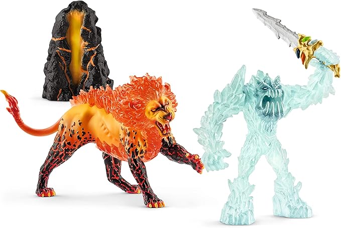 Schleich Eldrador Creatures, Mythical Creatures Toys for Kids, Battle for The Super Weapon Set with Ice Monster and Lava Monster Action Figures, 5 Pieces, Ages 7+ - Figurio