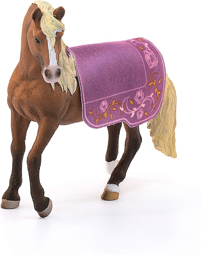 Schleich Horse Club Paso Fino Stallion Show Horse Figurine Toy - Realistic Detailed Show Horse Toy with Saddle Cover and Real Horse Details, for Boys and Girls, Gift for Kids Ages 5+ - Figurio