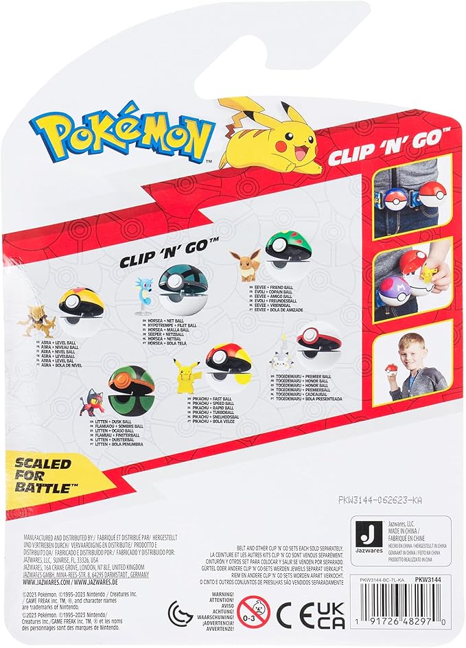 Pokémon Clip ‘N’ Go Abra and Level Ball - Includes 2-Inch Battle Figure and Level Ball Accessory - Figurio