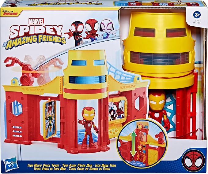 Spidey and his Amazing Friends Stark Tower Playset, Includes 4-Inch Iron Man Action Figure, Marvel Super Hero Toys for Kids 3 and Up - Figurio