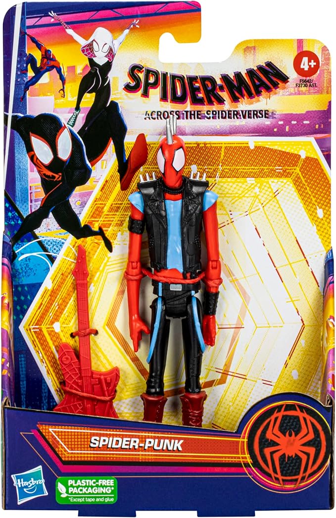 Spider-Man Marvel : Across The Spider-Verse Spider-Punk Toy, 6-Inch-Scale Action Figure with Guitar Accessory, for Kids Ages 4 and Up - Figurio