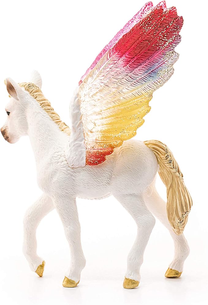 Schleich Bayala Mythical Winged Rainbow Baby Unicorn Foal Figurine - Featuring Majestic Pegasus and Glitter Details, Highly Durable and Fun Imaginative Toy for Boys and Girls, Gift for Kids Ages 5+ - Figurio