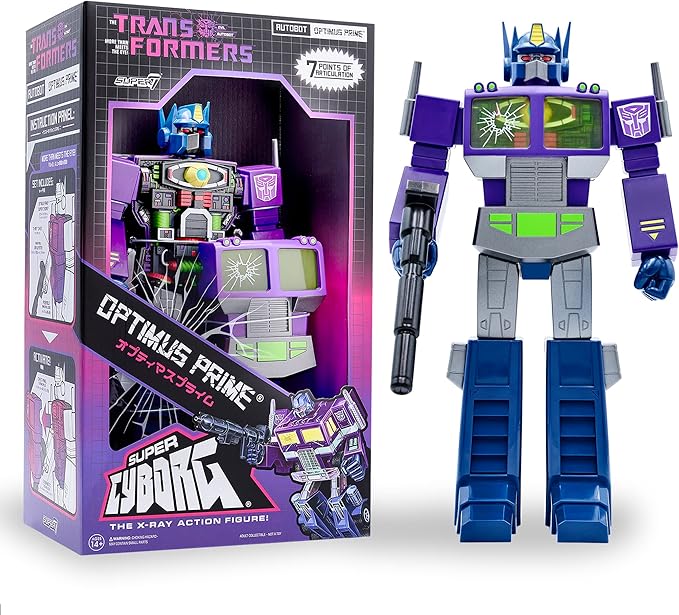 Super7 Transformers Optimus Prime﻿ (Shattered Glass Purple) 11 in Super Cyborg Action Figure - Figurio