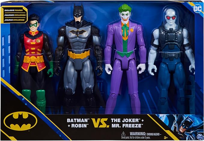 DC Comics, Batman and Robin vs. The Joker and Mr. Freeze, 12-inch Action Figures, Kids Toys for Boys and Girls Ages 3 and Up - Figurio