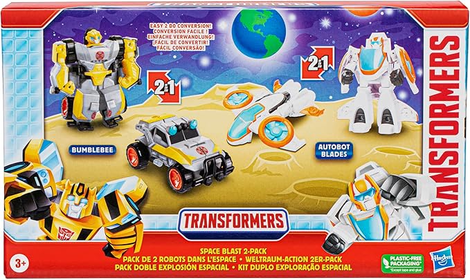 Transformers Toys Space Blast 2-Pack, Bumblebee and Autobot Blades 4.5-Inch Action Figures, Preschool Robot Toys for Kids Ages 3 and Up (Amazon Exclusive) - Figurio