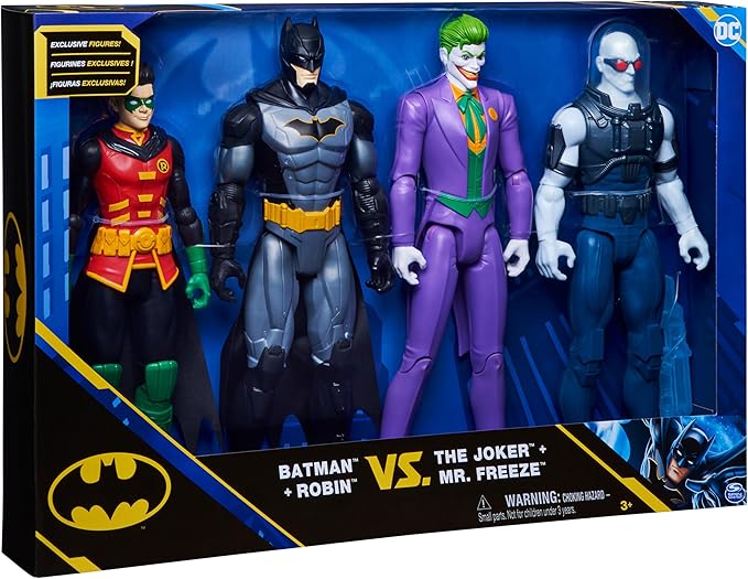 DC Comics, Batman and Robin vs. The Joker and Mr. Freeze, 12-inch Action Figures, Kids Toys for Boys and Girls Ages 3 and Up - Figurio