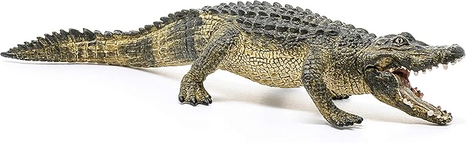 Schleich Wild Life Realistic Alligator Figurine with Movable Jaw - Detailed Alligator Toy Figure, Durable for Education and Fun Play, Perfect for Boys and Girls, Gift for Kids Ages 3+ - Figurio