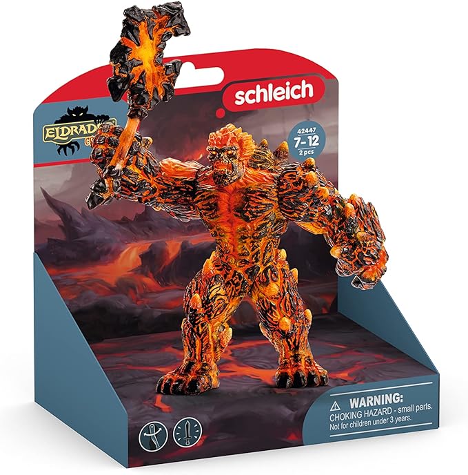 Schleich Eldrador Creatures Mythical Lava Monster - Lava Monster with Magic Axe, Posable Lava Golem Fantasy Action Figure, Highly Durable,for Boys and Girls Ages 7+ - Figurio