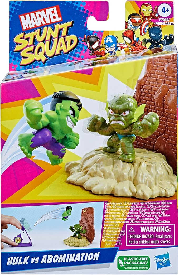 Marvel Stunt Squad Hulk vs. Abomination Toy Playset, 1.5-Inch Scale Super Hero Comic Action Figures, Kids Ages 4 and Up - Figurio