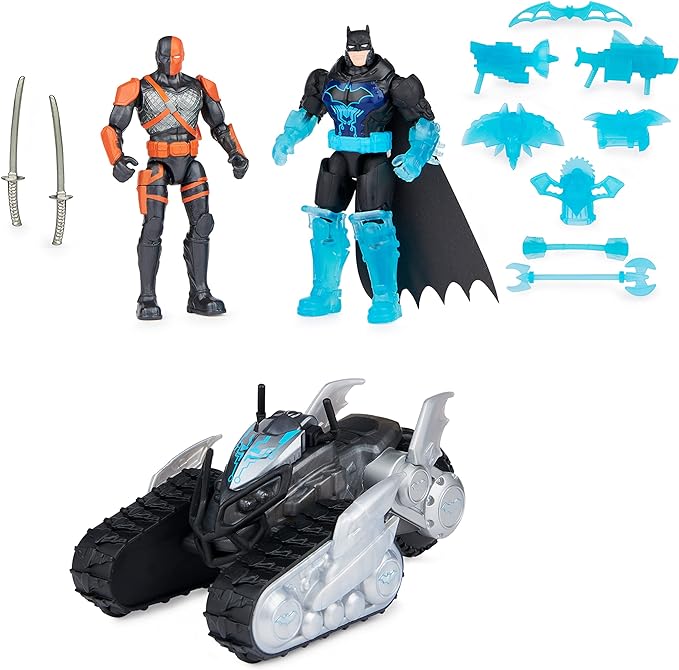 DC Comics Batman Bat-Tech Crawler with 4-inch Exclusive Deathstroke and Batman Action Figures, Includes 12 Accessories, Kids Toys for Boys Ages 3 and Up - Figurio