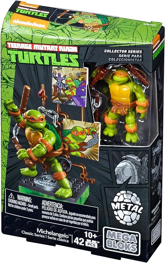 Mega Bloks Teenage Mutant Ninja Turtles Collectors 1987 Classic Michaelangelo Figure - Figurio