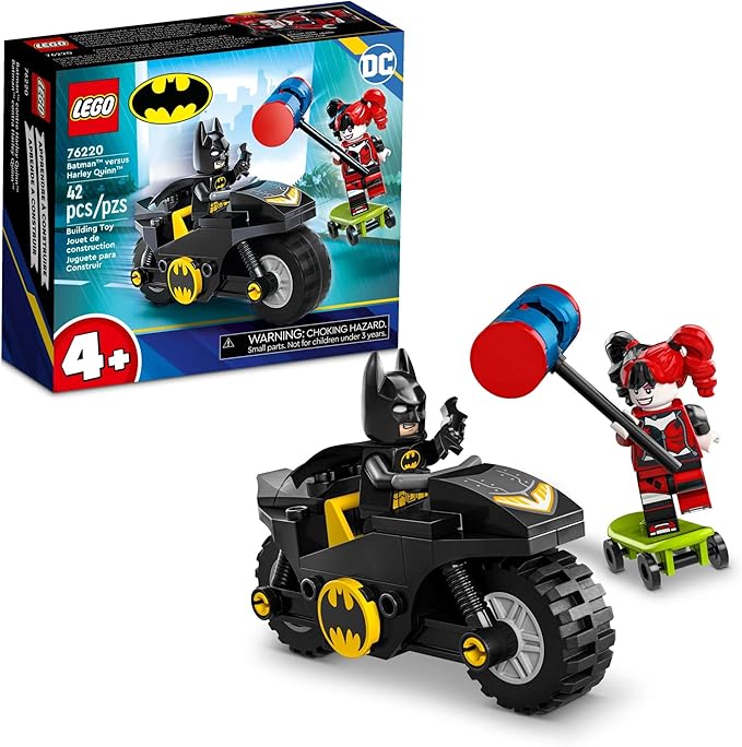 LEGO DC Batman Versus Harley Quinn 76220, Superhero Action Figure Set with Skateboard and Motorcycle Toy for Kids, Boys and Girls Aged 4 Plus - Figurio