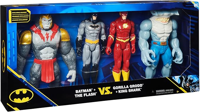 DC Comics, Batman vs. Gorilla Grodd 4-Pack, 30-cm Action Figures (Batman, The Flash, Gorilla Grodd, King Shark), Kids’ Toys for Boys and Girls Aged 3 and Up - Figurio