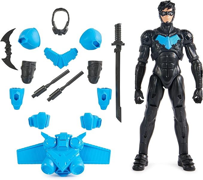 DC Comics, Batman Adventures, Nightwing Action Figure, 15 Armor Accessories, 17 Points of Articulation, 12-inch, Super Hero Kids Toy for Boys & Girls - Figurio