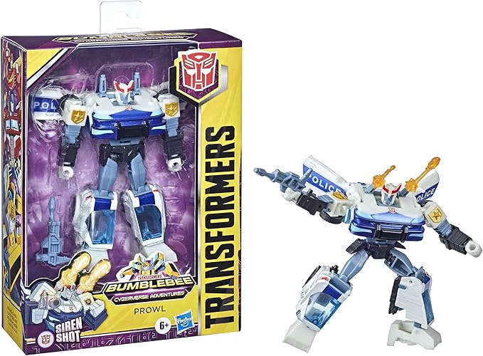 Transformers Bumblebee Cyberverse Adventures Toys Deluxe Class Prowl Action Figure, Siren Shot Action Attack, 5-inch - Figurio