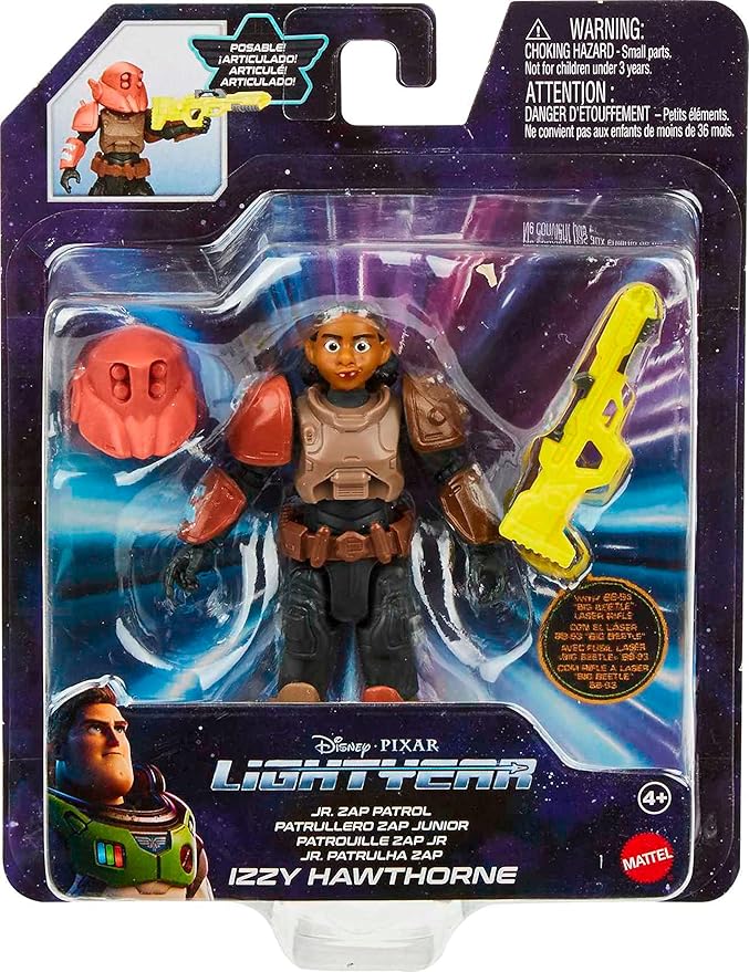 Mattel Disney and Pixar Lightyear Jr. Zap Patrol Izzy Hawthorne Action Figure, 12 Points of Articulation & Accessories, 5-in Scale - Figurio