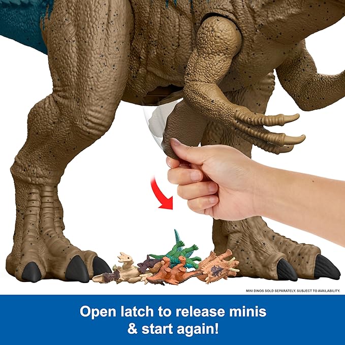 Mattel Jurassic World Super Colossal Allosaurus Action Figure, Extra Large Dinosaur Can Swallow 20 Mini Figures, 38-inch Long XL Action Play Toy - Figurio