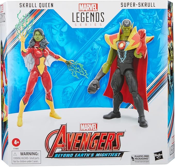 Marvel Legends Series Skrull Queen and Super-Skrull, Avengers 60th Anniversary Collectible 6 Inch Action Figures, 9 Accessories - Figurio