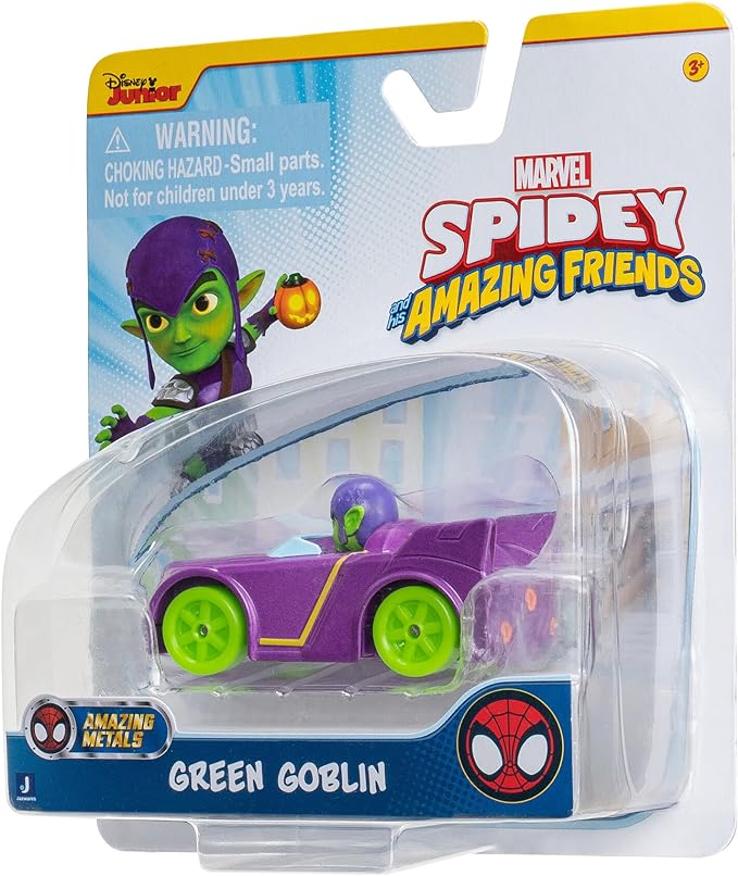 Spidey and his Amazing Friends Amazing Metals Race Car 1:64 Scale (Green Goblin) - Figurio