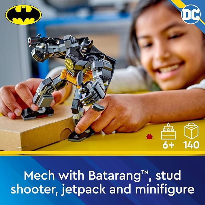 LEGO DC Batman: Batman Mech Armor Super Hero Toy, Collectible Robot Action Figure and Batman Minifigure Included, Creative Super Hero Gift for Kids & Batman Fans Ages 6 and Up, 76270 - Figurio