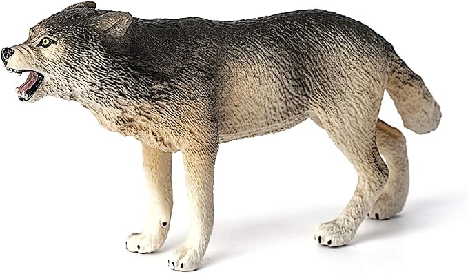 Schleich Wild Life Realistic Prowling Gray Wolf Figurine - Durable North American Forest Animal Figure for Kids, Perfect Toy for Fun and Imaginative Adventures, Gift for Boys and Girls Ages 3+ - Figurio