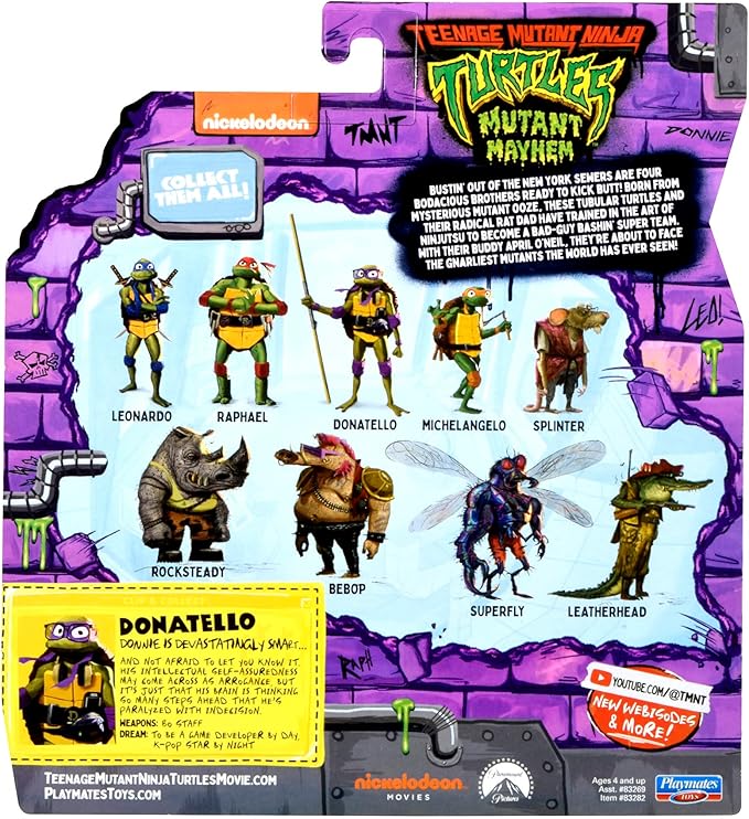 Teenage Mutant Ninja Turtles: Mutant Mayhem 4.5” Donatello Basic Action Figure by Playmates Toys - Figurio