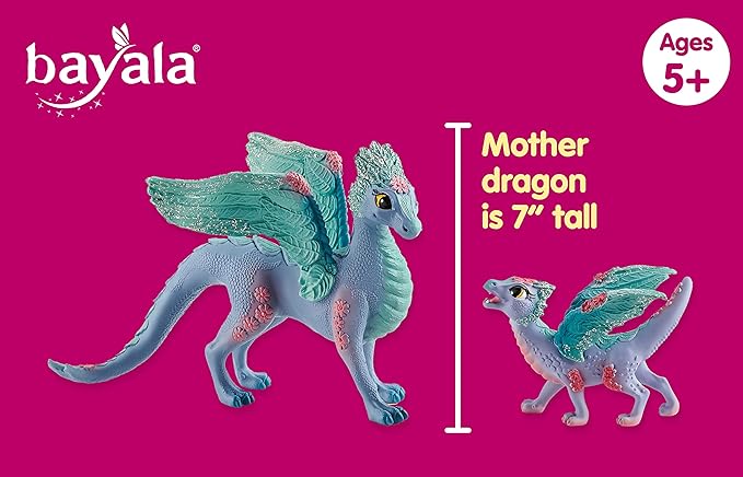 Schleich Bayala Toys and Figurines - Flying Flower Mother and Small Baby Dragon, Action Figure Kid Toys and Dolls, Girls and Boys Ages 5 and Above , 2 Piece Set - Figurio