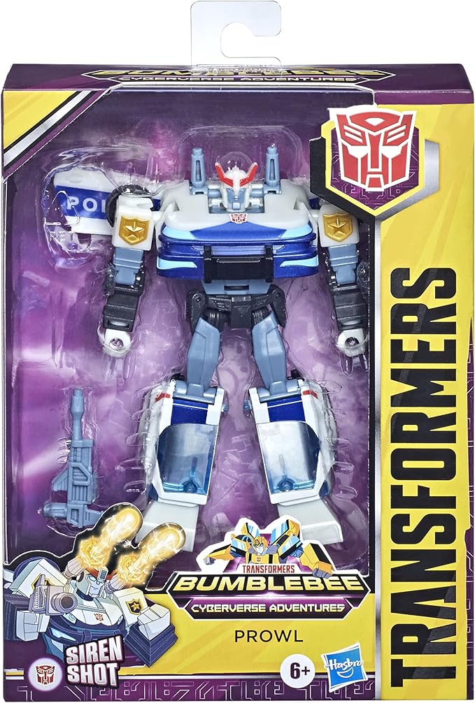 Transformers Bumblebee Cyberverse Adventures Toys Deluxe Class Prowl Action Figure, Siren Shot Action Attack, 5-inch - Figurio