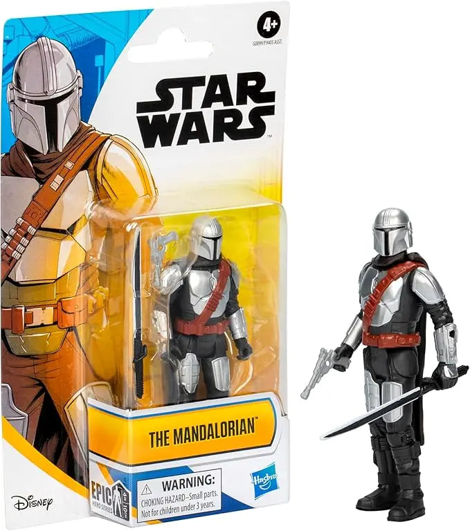 STAR WARS Epic Hero Series The Mandalorian 4-Inch Action Figure & 2 Accessories, Toys for 4 Year Old Boys and Girls - Figurio