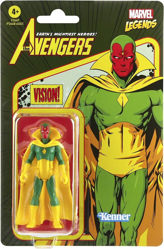 Marvel Hasbro Legends 3.75-inch Retro 375 Collection Vision Action Figure Toy, Yellow - Figurio