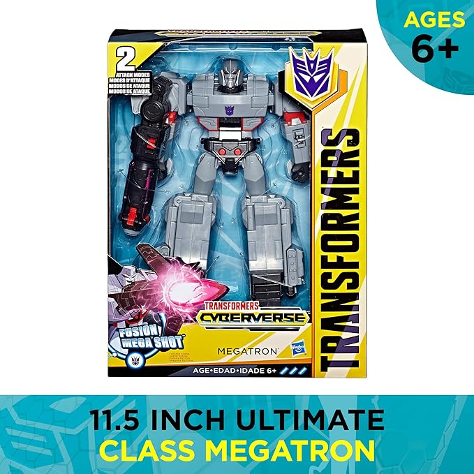 Transformers Toys Cyberverse Action Attackers Ultimate Class Megatron Action Figure - Repeatable Fusion Mega Shot Action Attack - for Kids Ages 6 & Up, 11.5" - Figurio