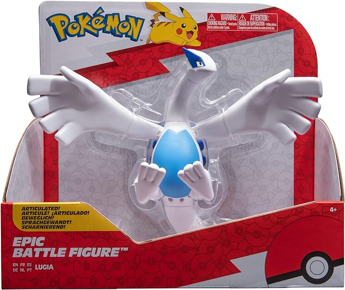 Pokémon Lugia Epic Battle Figure - 12-Inch Articulated Epic Battle Figure with Flight Stand - Figurio