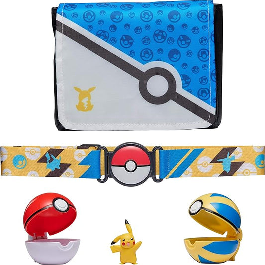 Pokémon Bandolier Set - Features a 2-Inch Pikachu Figure, 2 Clip ‘N’ Go Poke Balls/Belt, and a Carrying Bag - Folds Out Into Battle Mat for 2 Figures - Figurio