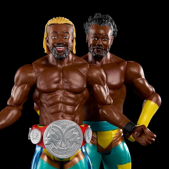 Mattel WWE Kofi Kingston & Xavier Woods Championship Showdown Action Figure 2-Pack with New Day's Raw Tag Team Championship, 6-inch - Figurio